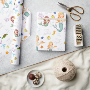 Cute Sjöjungfru Personlig Birdag Presentpapper