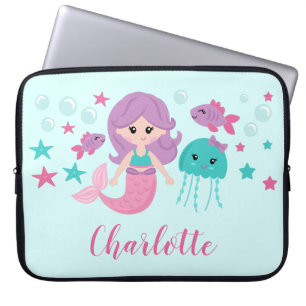 Cute Sjöjungfru Personlig Girl Laptop Fodral