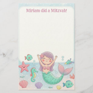 Cute Sjöjungfru Personlig Mitzvah Note Brevpapper