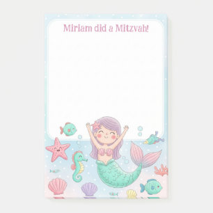 Cute Sjöjungfru Personlig Mitzvah Notes Post-it Block