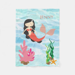 Cute Sjöjungfru Personlig Ull Baby Blanket Fleecefilt
