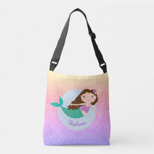 Cute Sjöjungfru Rainbow Glitter Personlig Axelväska