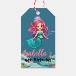 Cute Sjöjungfru Regnbåge färglös krona Födelsedags Presentetikett