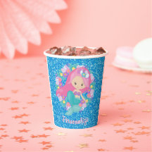 Cute Sjöjungfru Rosa Blue Glitter Personlig