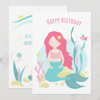 Cute Sjöjungfru Rosa och Mint Birthday för Girl