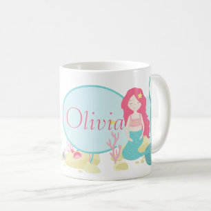 Cute Sjöjungfru Rosa och Mint Mönster Kaffemugg