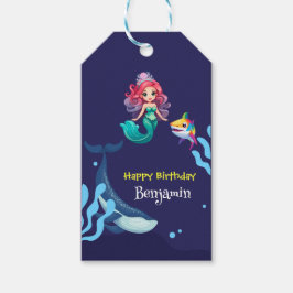 Cute Sjöjungfru shark Vålsnäckans färgfödelsedag Presentetikett