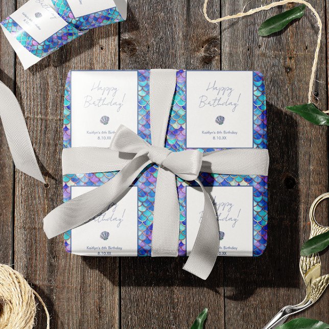 Cute Sjöjungfru skalar Mönster Little Girls Birthd Presentpapper (Skapare uppladdad)