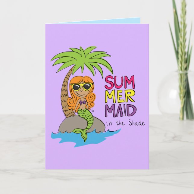 Cute Sjöjungfru, sommarhälsningskort Kort (Framsida)