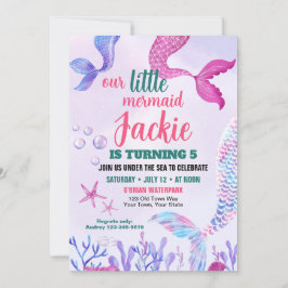 Cute Sjöjungfru Svan Födelsedagsfest inbjudan