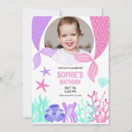 Cute Sjöjungfru Svan, Sjöjungfru med fotofödelseda Inbjudningar