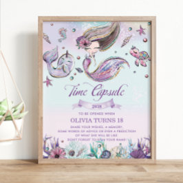 Cute Sjöjungfru under havets födelsedag Poster