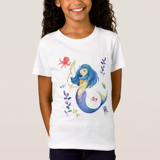 Cute Sjöjungfru under vatten  T Shirt (Framsida)