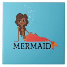 Cute Sjöjungfru (vacker svart flicka) Kakelplatta