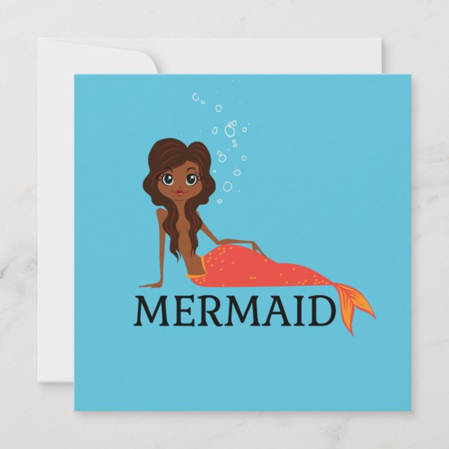 Cute Sjöjungfru (vacker svart flicka) Kort (Framsida)