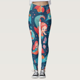 Cute Sjöjungfru Vattenfärgad Mönster Leggings