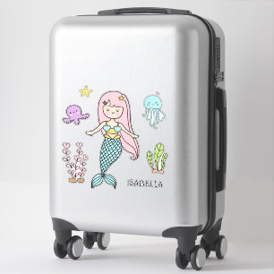 Cute Sjöjungfru Whimsical Girly Personlig Namn Klistermärken