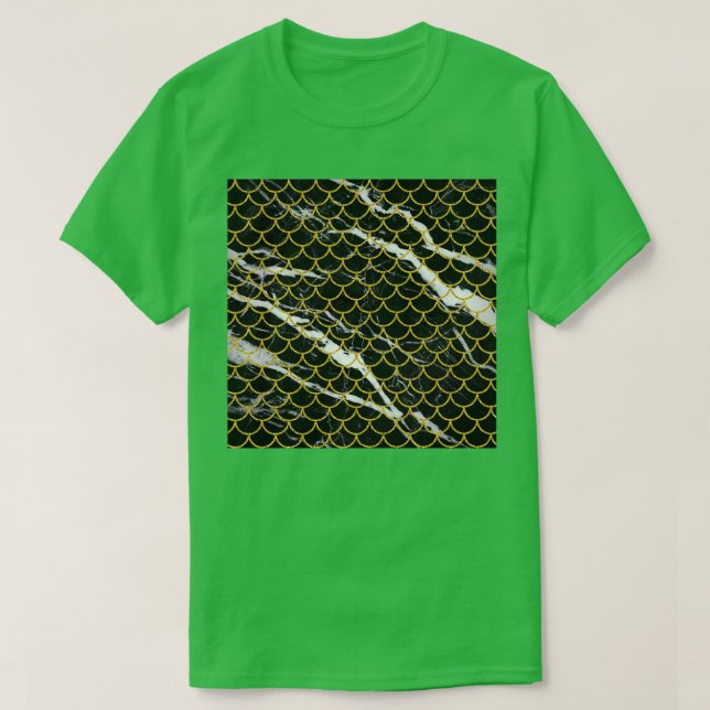 Cute Sjöjungfru with Black Marble Mönster T Shirt (Design framsida)