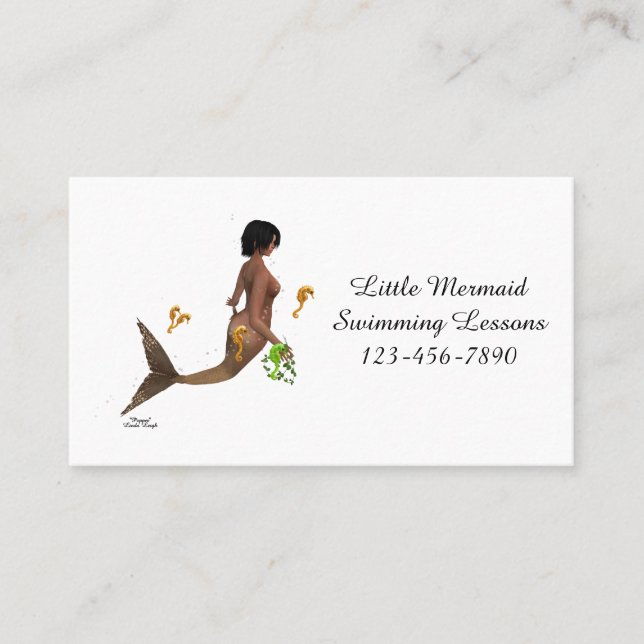 Cute Sjöjungfru with Seahorse, Affärskort Visitkort (Framsida)