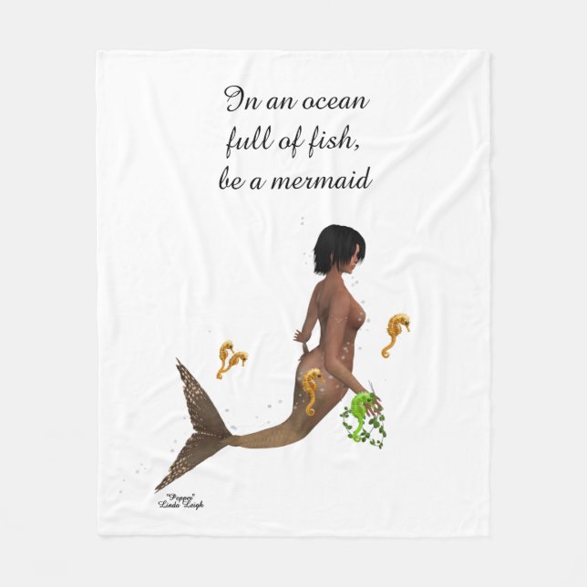 Cute Sjöjungfru with Seahorse Fleece Blanket (Framsidan)