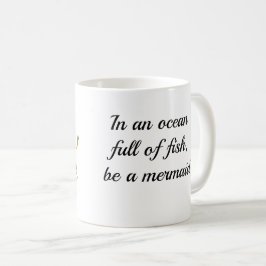 Cute Sjöjungfru with Seahorse Quote coffee Mugg