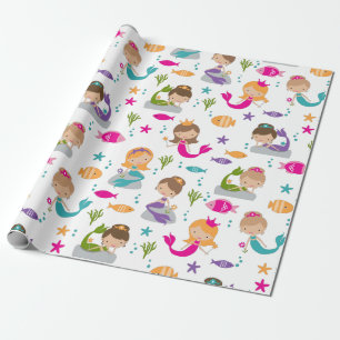 Cute-Sjöjungfruar och fisk under havet Presentpapper
