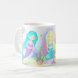 Cute-Sjöjungfruar under sjön Neon Kaffemugg