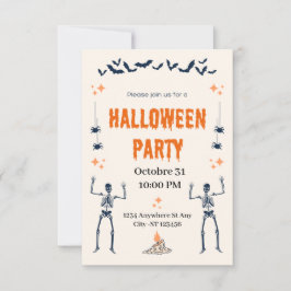 Cute skalle Halloween fest Inbjudningar