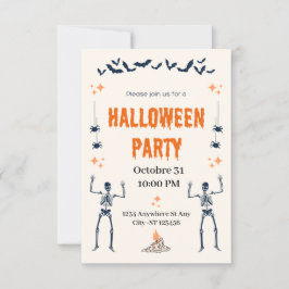 Cute skalle Halloween fest Inbjudningar