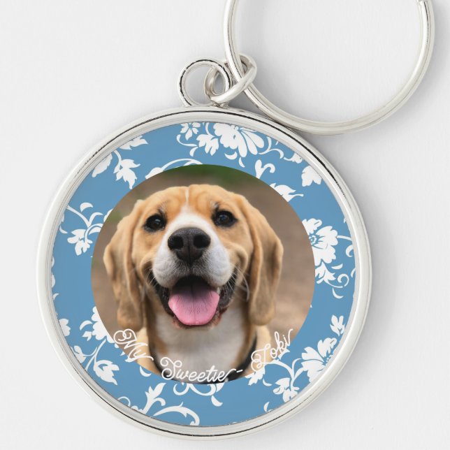 Cute Skapar ditt eget Hund älskare-foto Rund Silverfärgad Nyckelring (Framsidan)