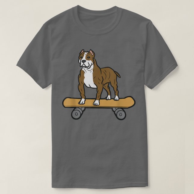 Cute Skateboarding Pit Bull Funny Skater Pit Bull  T Shirt (Design framsida)
