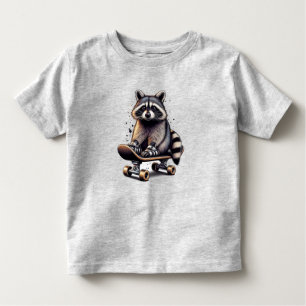Cute Skateboarding Raccoon Roligt Animal Nature Ar T Shirt