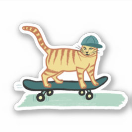 Cute Skateboarding Tabby katt Klistermärken