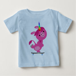 Cute Skateboarding Tecknad Unicorn Baby T-Shirt