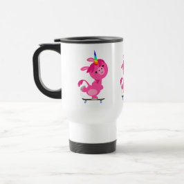Cute Skateboarding Tecknad Unicorn Commuter Mugg