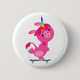 Cute Skateboarding Tecknad Unicorn Knapp