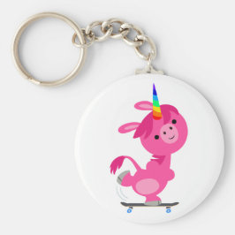 Cute Skateboarding Tecknad Unicorn Nyckelring