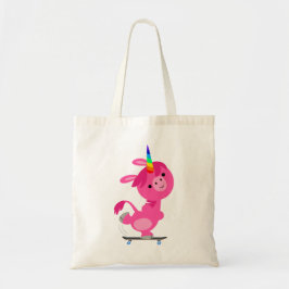 Cute Skateboarding Tecknad Unicorn Tygkasse