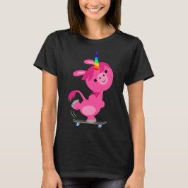 Cute Skateboarding Tecknad Unicorn Women T-Shirt