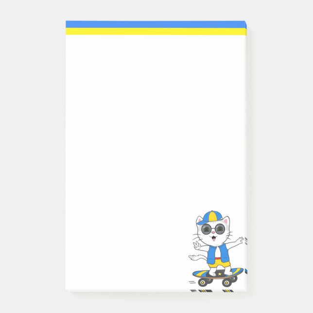 Cute Skater Cat PostIT-anteckningar Post-it Block (Framsida)