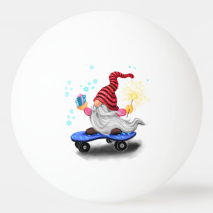Cute Skater Gnome jul Ping Pong Boll