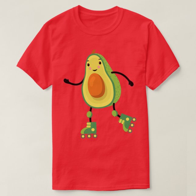 Cute Skating Avocado Rollerskates Guac Guacamole T Shirt (Design framsida)