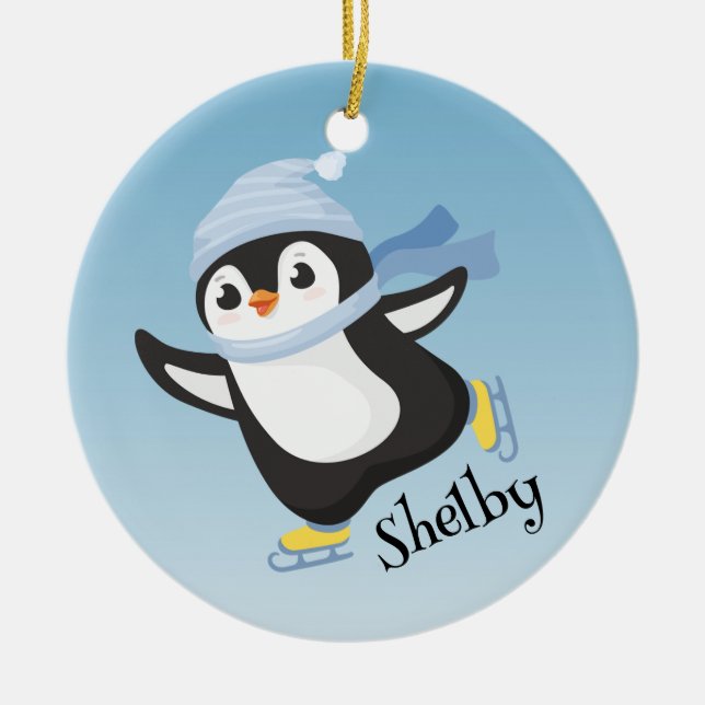 Cute Skating Penguin Ornament (Framsidan)