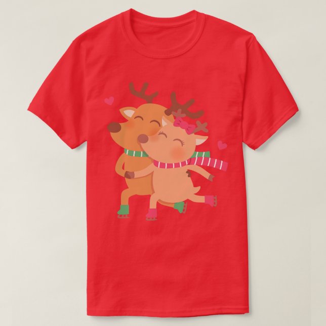 Cute Skating Reindeers par T Shirt (Design framsida)