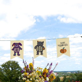 Cute Skeleton Animals och Pumpkins Halloween fest Vimplar