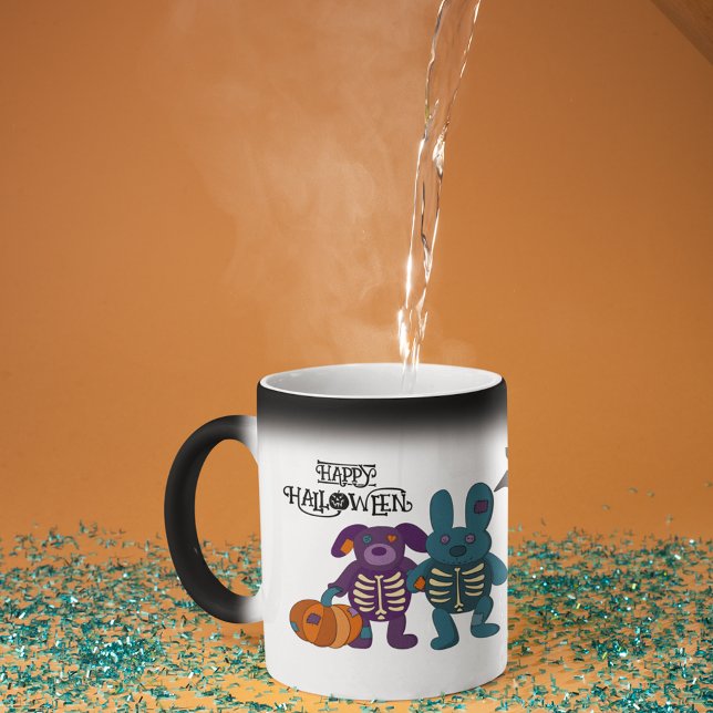 Cute Skeleton Animals och Pumpkins Halloween Magisk Mugg (Skapare uppladdad)