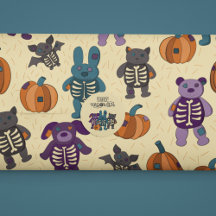 Cute Skeleton Animals och Pumpkins Halloween