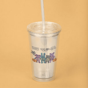 Cute Skeleton Animals och Pumpkins Halloween Take Away Mugg