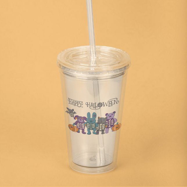 Cute Skeleton Animals och Pumpkins Halloween Take Away Mugg (Skapare uppladdad)