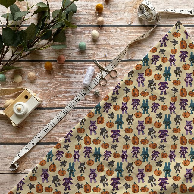 Cute Skeleton Animals och Pumpkins Halloween Tyg (Skapare uppladdad)